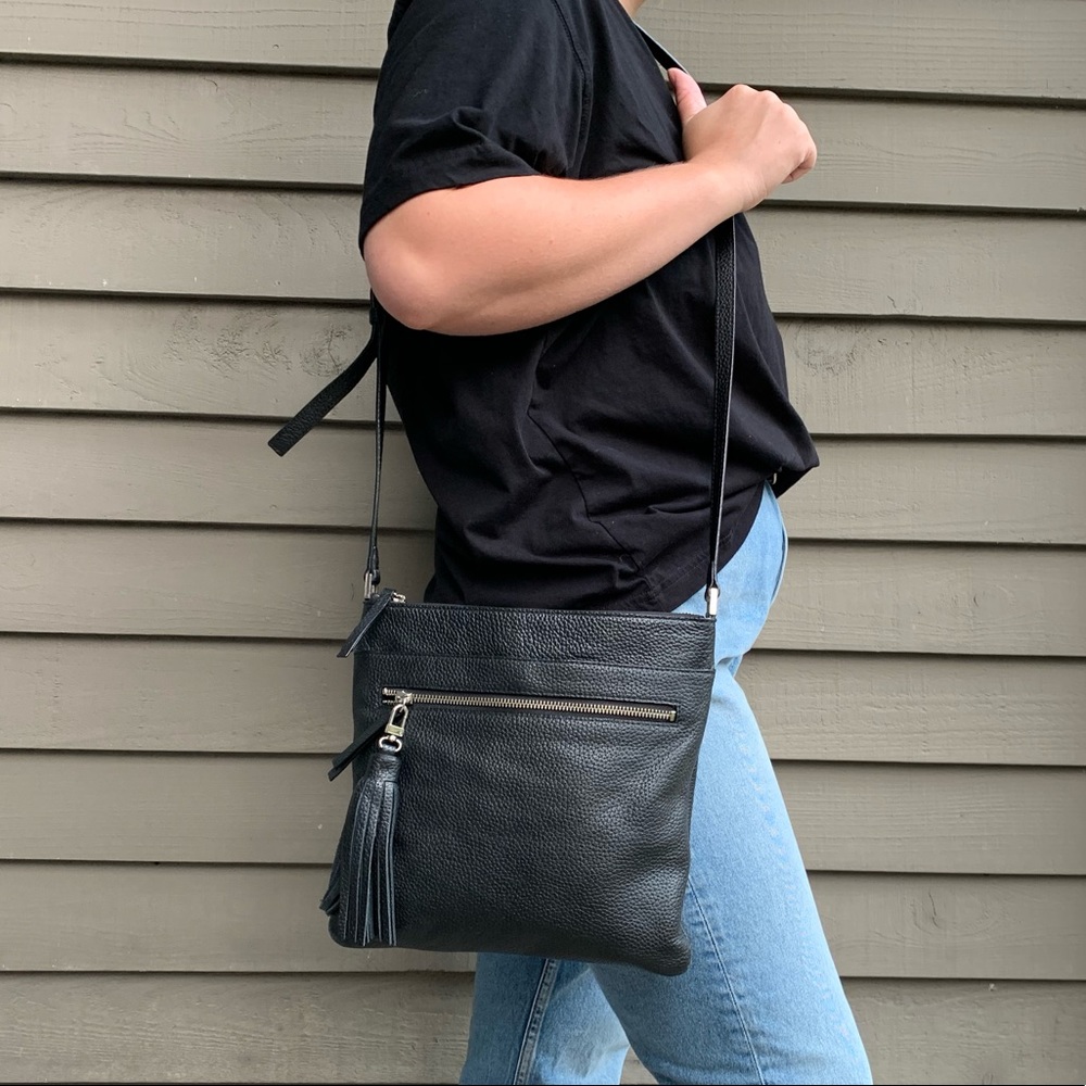 Halogen Black Crossbody with Tassel Zipper